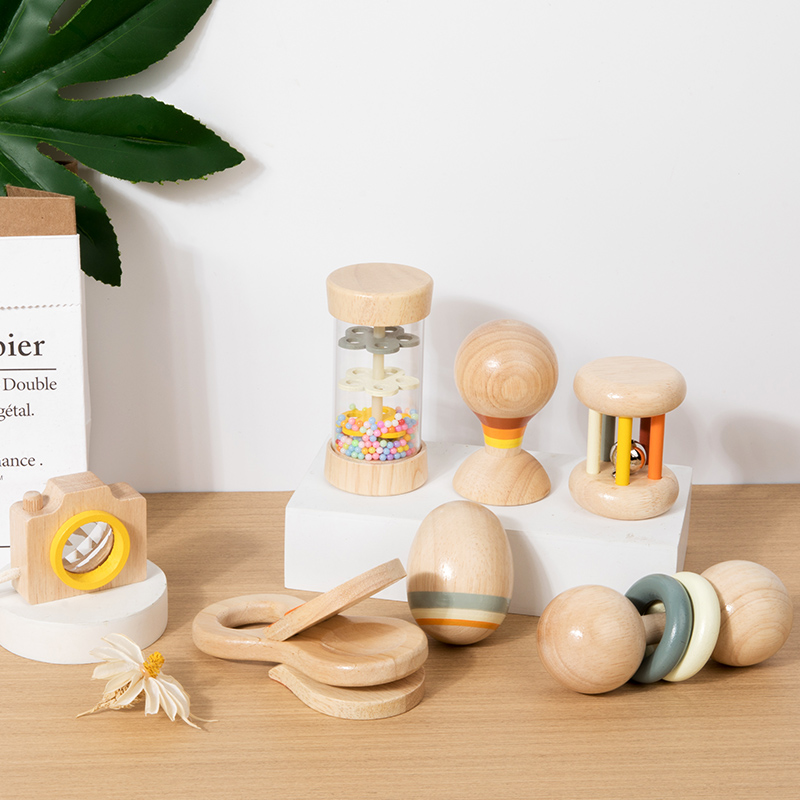 Baby Rattle Toy Set - Juguetes de madera Montessori para niños,
