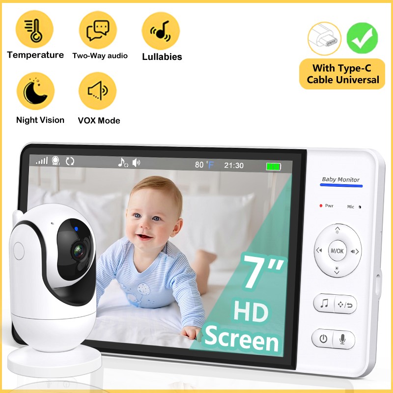 Monitor de bebé sin WiFi de 7  - Wireless Baby Monitor reseña y precio