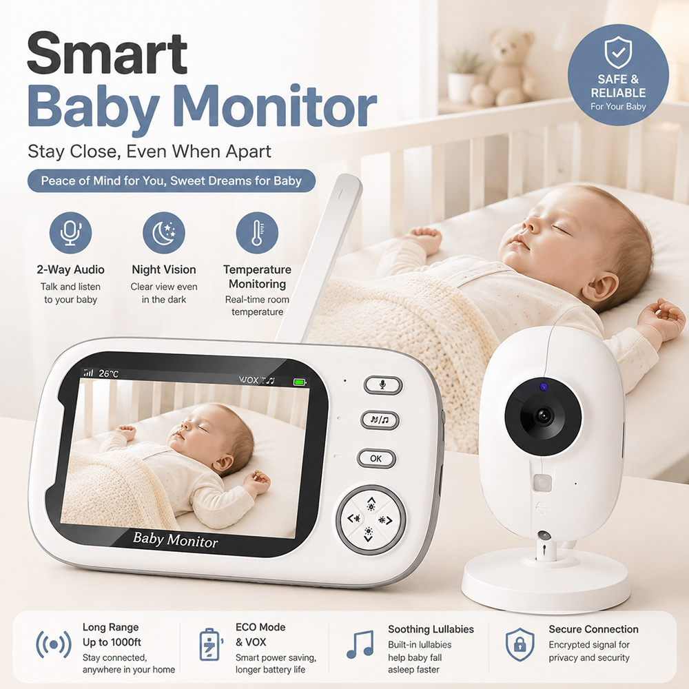 Monitor para Bebés de 3.5 Pulg - Wireless Baby Monitor reseña y precio