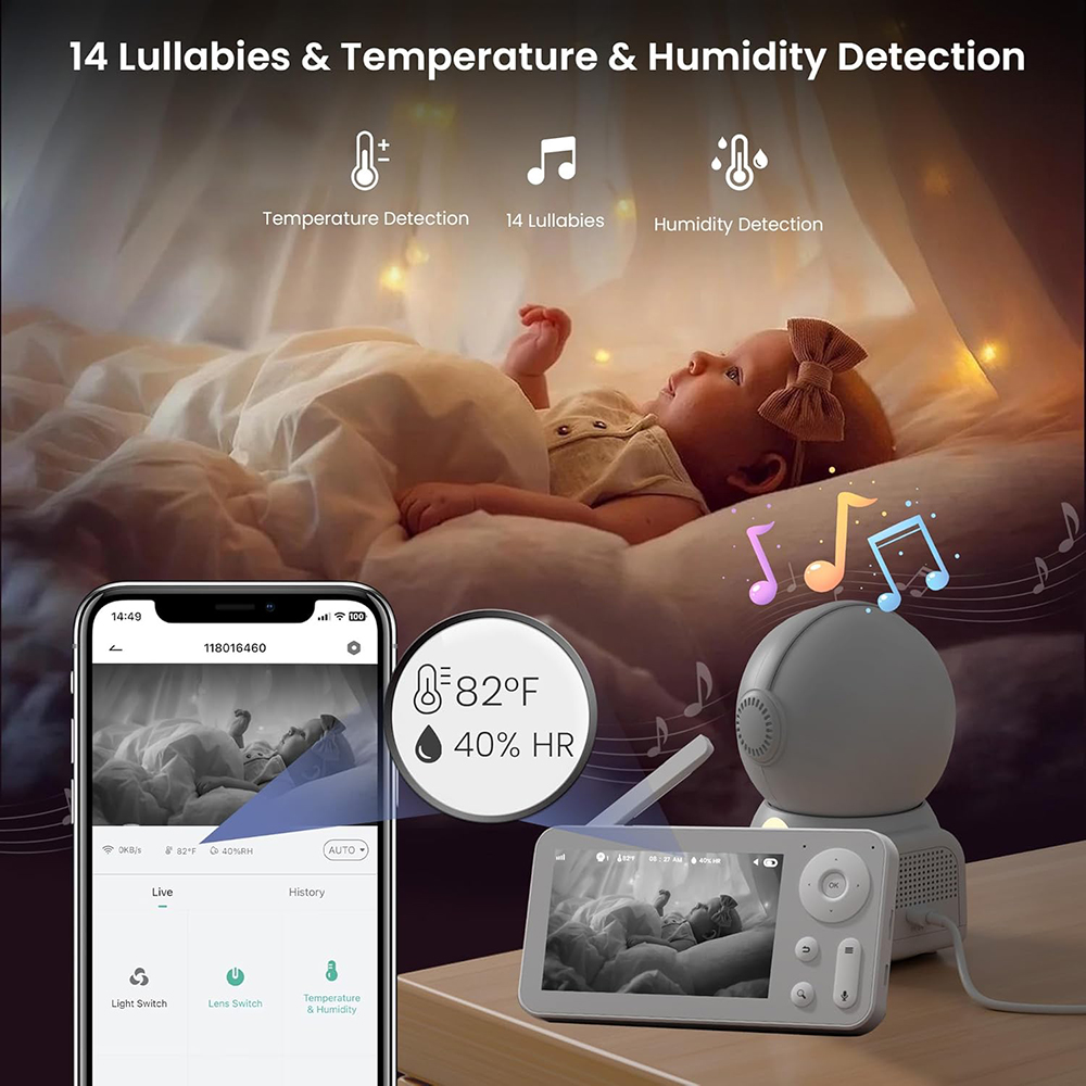 Monitor de bebé 2K con 2 cámar - Wireless Baby Monitor reseña y precio
